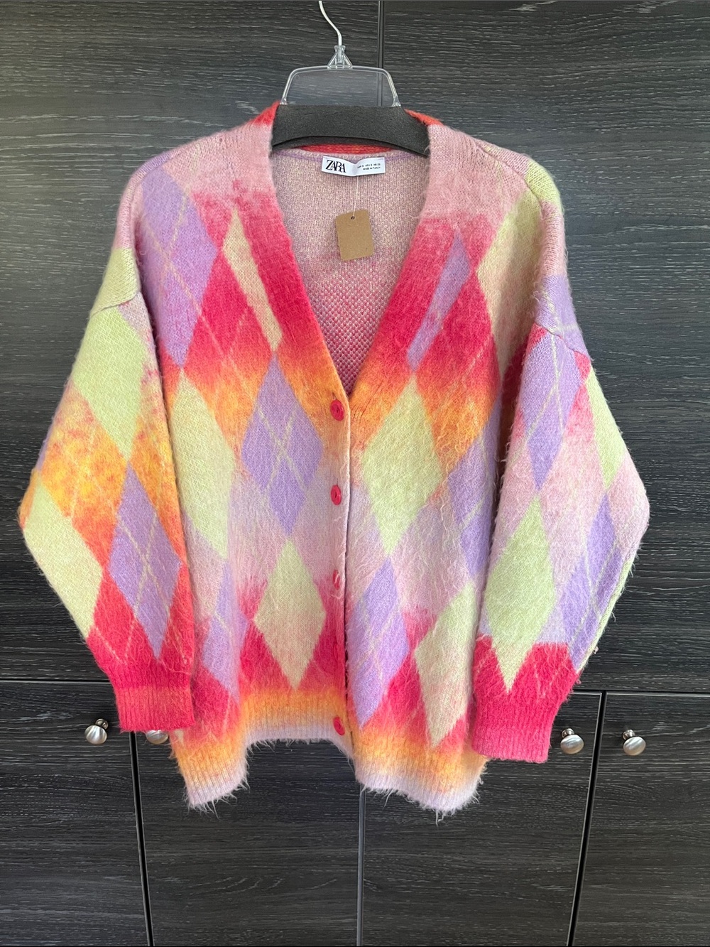 Zara Oversized Harlequin Cardigan